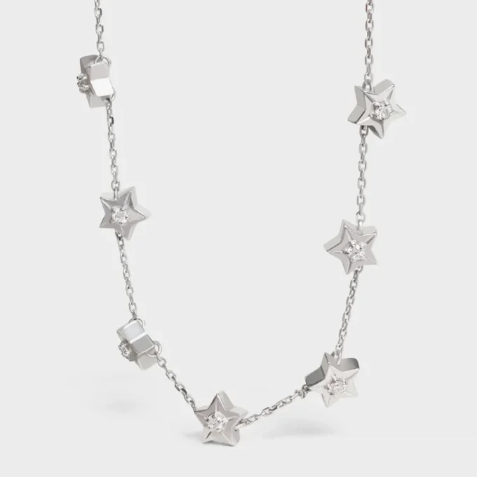 Etoile Celine Multi Stars Necklace in White Gold and Diamonds
