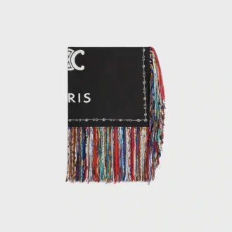 Fringed Square in Silk Twill