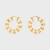 Frosted Hoops in Enamel and Brass with Gold Finish