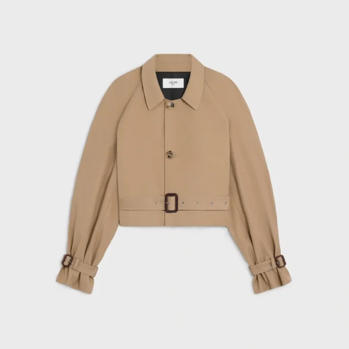 Jacket in Cotton and Wool Gabardine