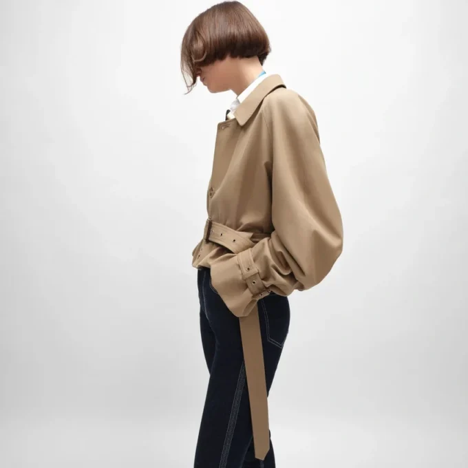 Jacket in Cotton and Wool Gabardine