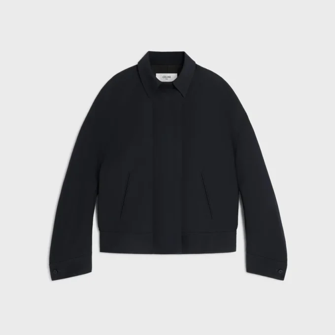 Jacket in Wool and Cotton Gabardine