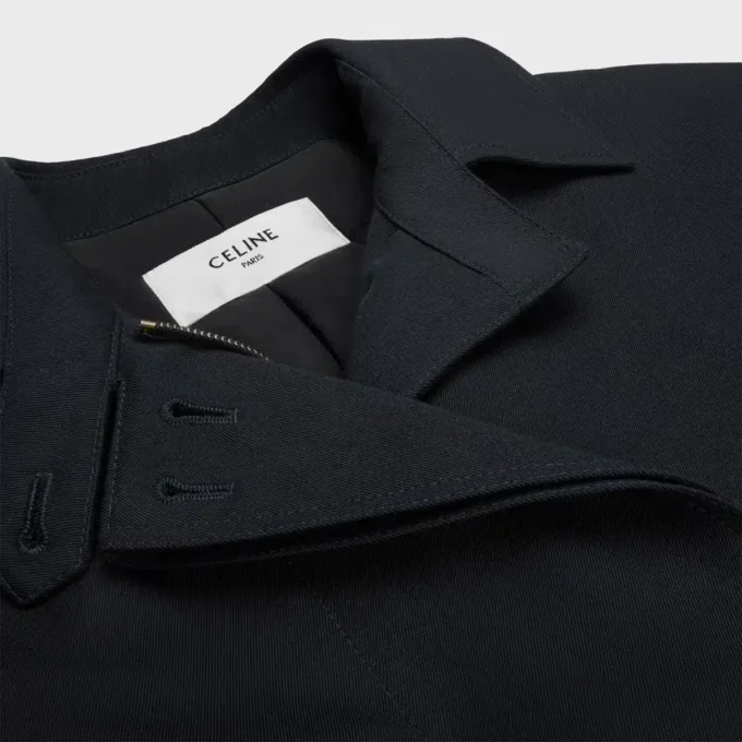 Jacket in Wool and Cotton Gabardine