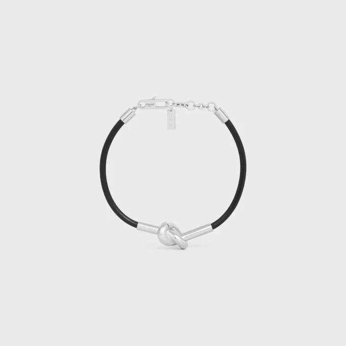 Knot Bracelet in Calfskin and Brass with Rhodium Finish Knot Bracelet in Calfskin and Brass with Rhodium Finish