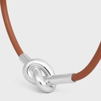 Knot Bracelet in Calfskin and Brass with Rhodium Finish Knot Bracelet in Calfskin and Brass with Rhodium Finish