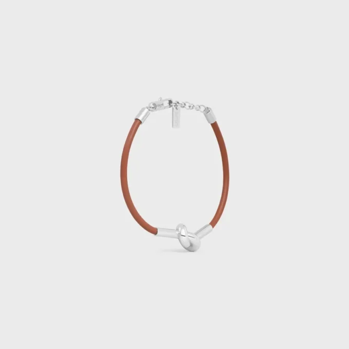 Knot Bracelet in Calfskin and Brass with Rhodium Finish Knot Bracelet in Calfskin and Brass with Rhodium Finish