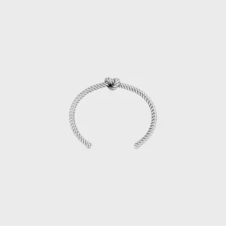 Knot Cord Patterned Cuff in Brass with Rhodium Finish Knot Cord Patterned Cuff in Brass with Rhodium Finish