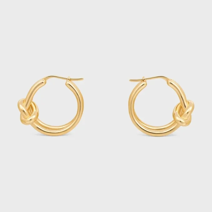 Knot Double Hoops in Brass with Gold Finish