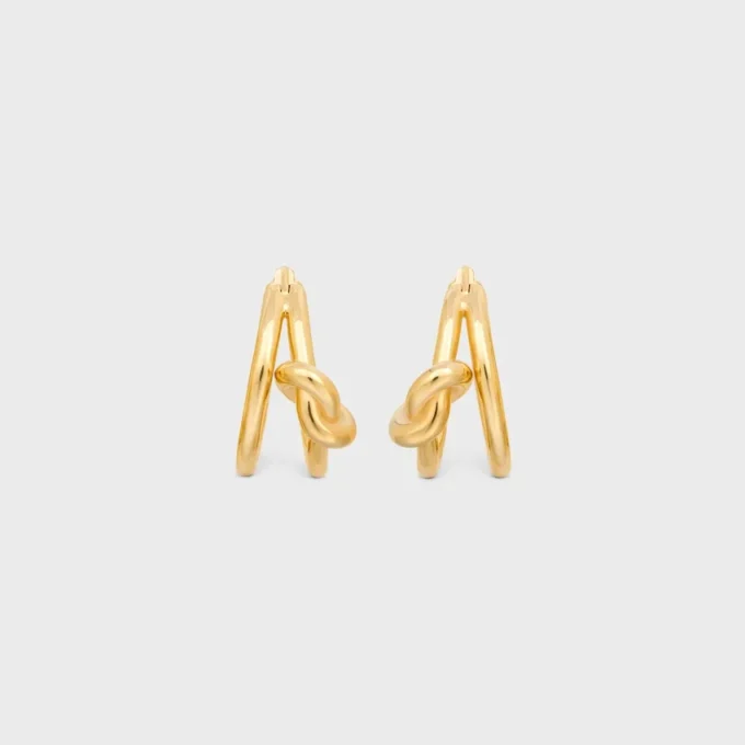 Knot Double Hoops in Brass with Gold Finish