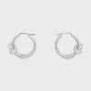 Knot Double Hoops in Brass with Rhodium Finish