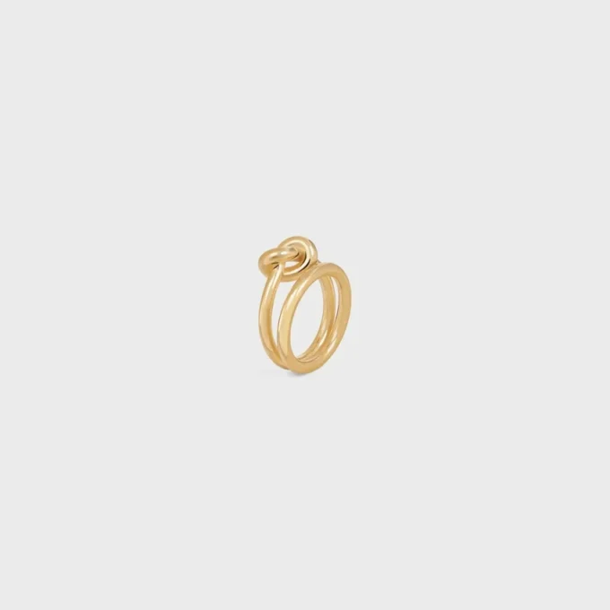 Knot Double Ring in Brass with Gold Finish