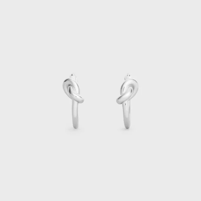 Knot Small Hoops in Brass with Rhodium Finish