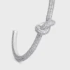 Knot Sparkle Cuff in Strass and Brass with Rhodium Finish