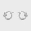 Knot Sparkle Hoops in Strass and Brass with Rhodium Finish