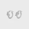 Knot Sparkle Hoops in Strass and Brass with Rhodium Finish