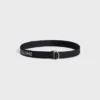 Large 30Mm Double Ring Belt in Jacquard Textile and Calfskin