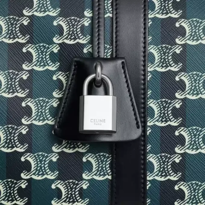 Large Boston in Striped Triomphe Canvas and Calfskin