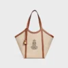 Large Cabas in Textile with Anchor Embroidery and Calfskin