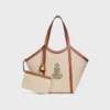 Large Cabas in Textile with Anchor Embroidery and Calfskin