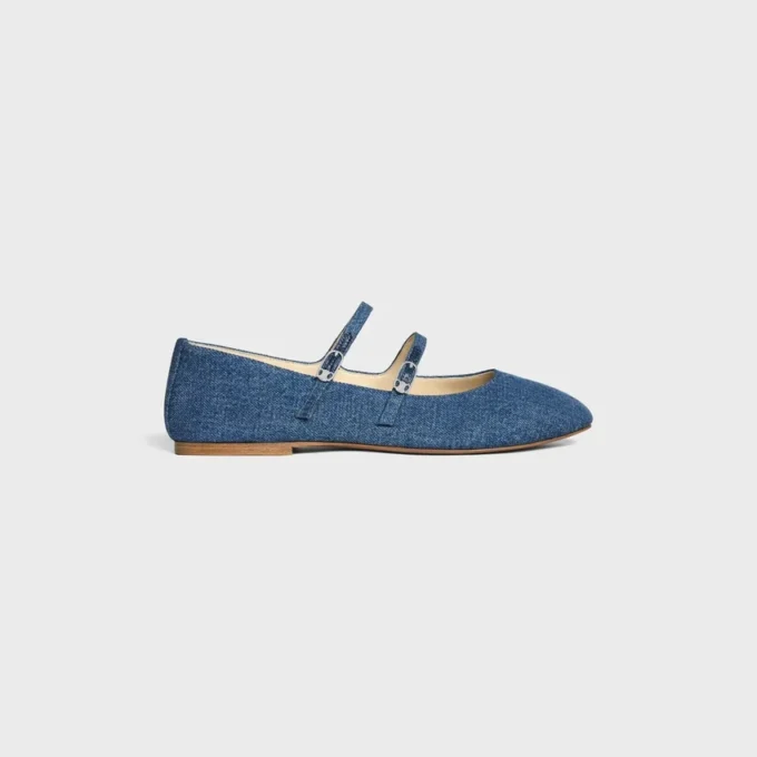 Les Ballerines Celine Double Strap in Denim
