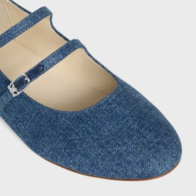 Les Ballerines Celine Double Strap in Denim