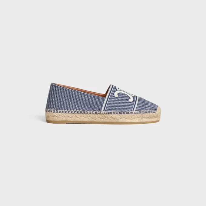 Les Espadrilles Celine in Striped Textile with Triomphe