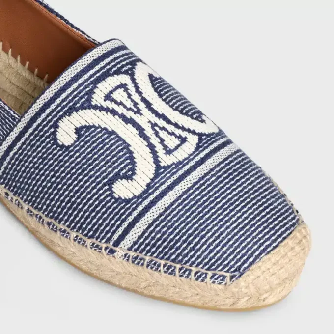Les Espadrilles Celine in Striped Textile with Triomphe