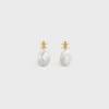 Les Perles Celine Baroque Earrings in Brass with Gold Finish and Cultured Pearls