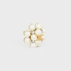 Les Perles Celine Brooch in Strass, Resin Pearls, Brass with Gold Finish and Steel