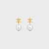 Les Perles Celine Earrings in Brass with Gold Finish and Resin Pearls