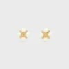 Les Perles Celine Studs in Strass, Resin Pearls and Brass with Gold Finish