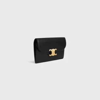 Long Card Holder with Flap Triomphe  in Shiny Calfskin