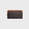 Long Pouch with Strap in Triomphe Canvas and Calfskin