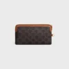 Long Pouch with Strap in Triomphe Canvas and Calfskin