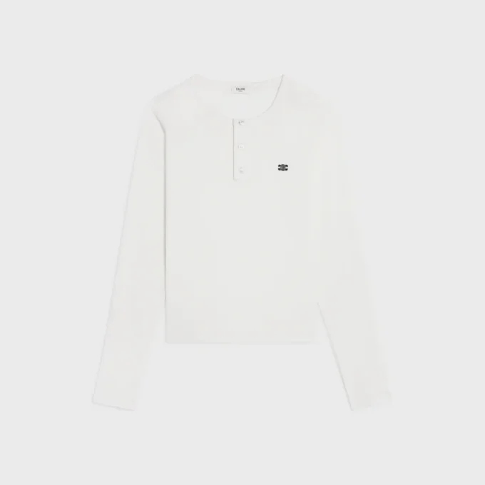 Long Sleeved T-Shirt in Ribbed Cotton Jersey