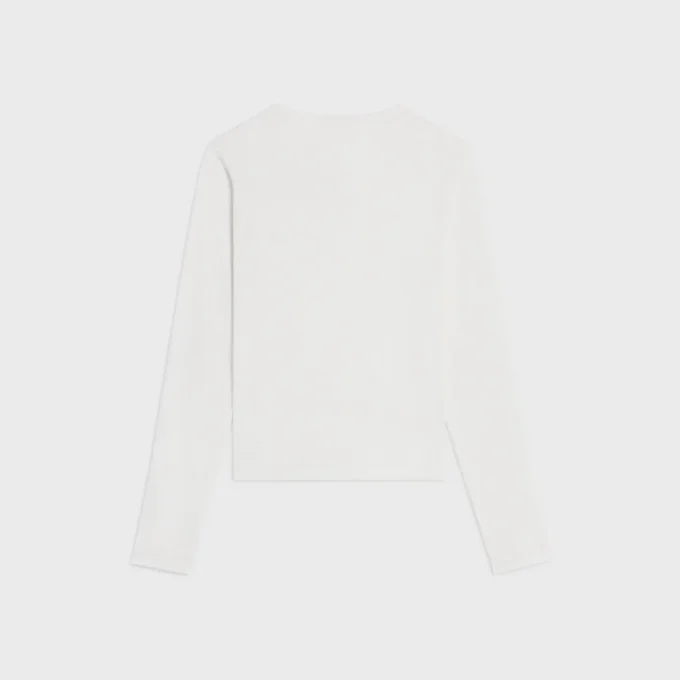 Long Sleeved T-Shirt in Ribbed Cotton Jersey