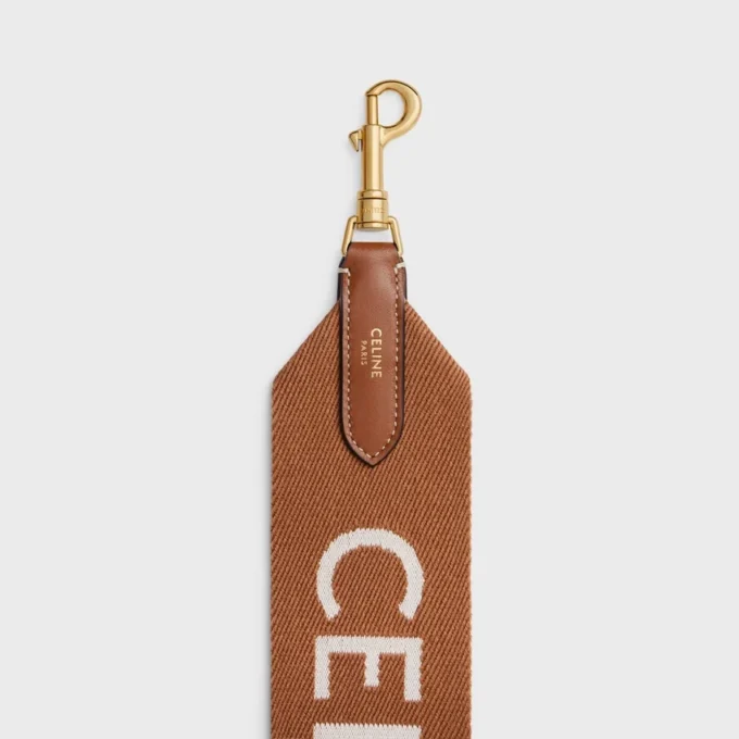 Long Strap in Wool with Celine Jacquard with Gold Finishing