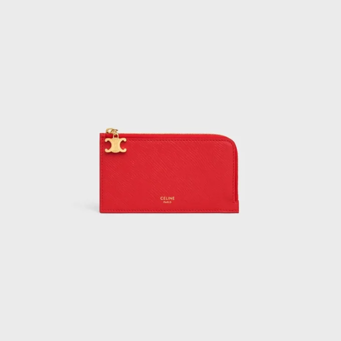 Long Zipped Card Holder in Grained Calfskin