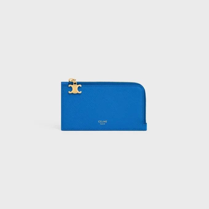 Long Zipped Card Holder in Grained Calfskin
