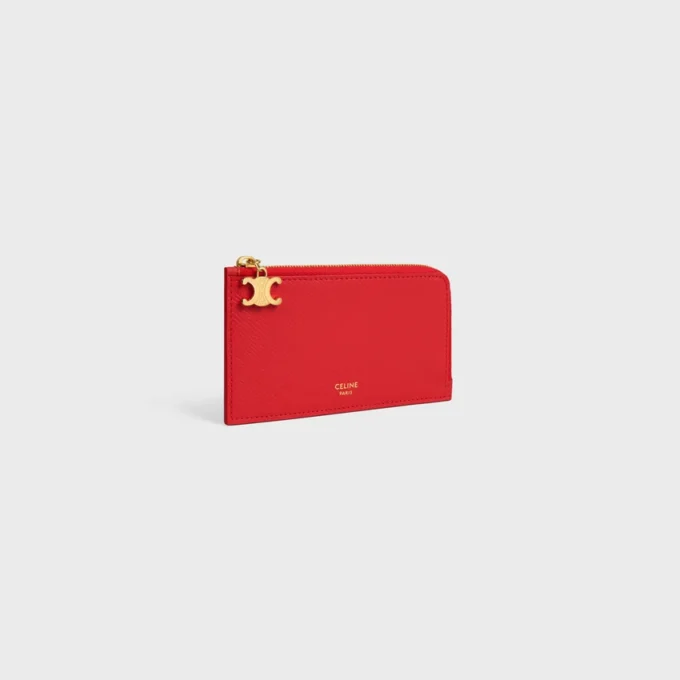 Long Zipped Card Holder in Grained Calfskin