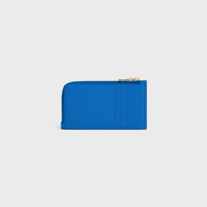 Long Zipped Card Holder in Grained Calfskin