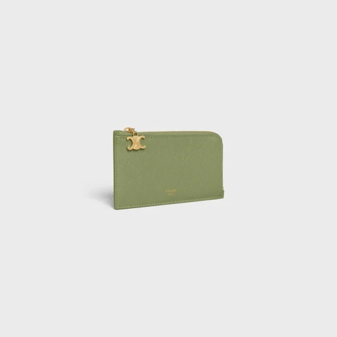 Long Zipped Card Holder in Grained Calfskin