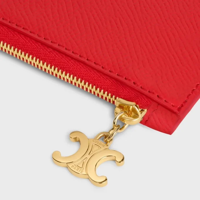 Long Zipped Card Holder in Grained Calfskin