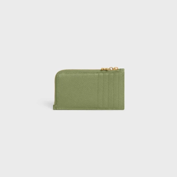 Long Zipped Card Holder in Grained Calfskin
