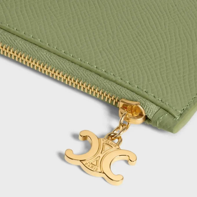 Long Zipped Card Holder in Grained Calfskin