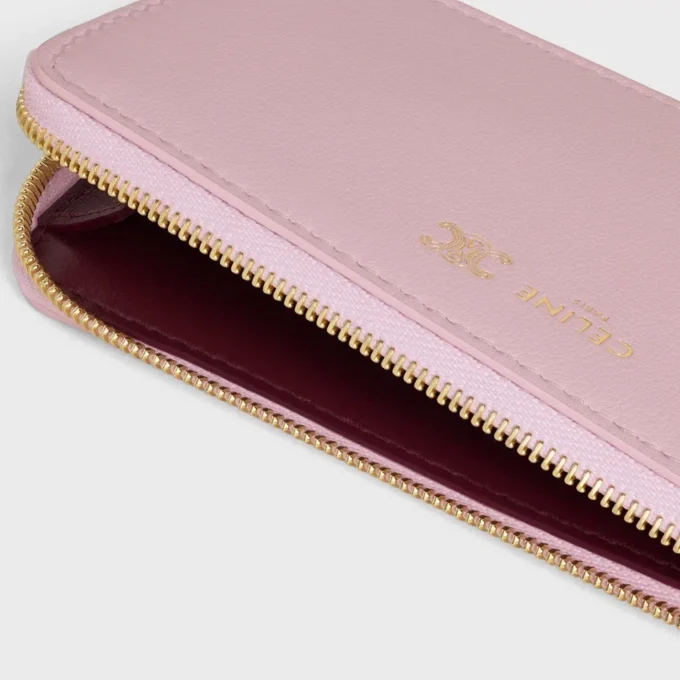 Long Zipped Card Holder in Supple Grained Calfskin