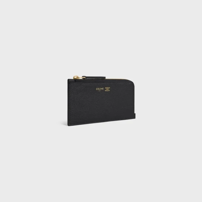 Long Zipped Card Holder in Supple Grained Calfskin