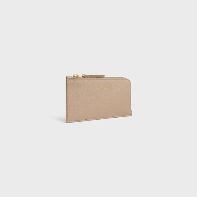 Long Zipped Card Holder in Supple Grained Calfskin