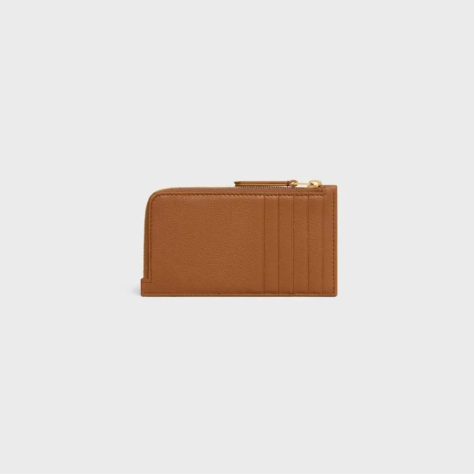 Long Zipped Card Holder in Supple Grained Calfskin