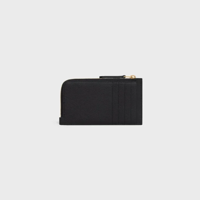 Long Zipped Card Holder in Supple Grained Calfskin